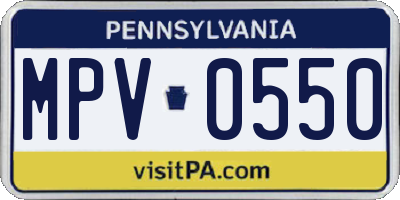 PA license plate MPV0550