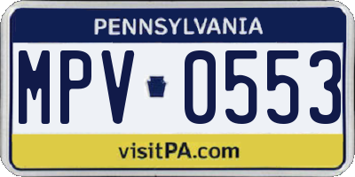PA license plate MPV0553