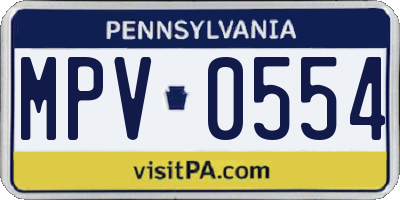 PA license plate MPV0554