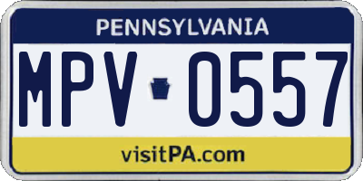 PA license plate MPV0557