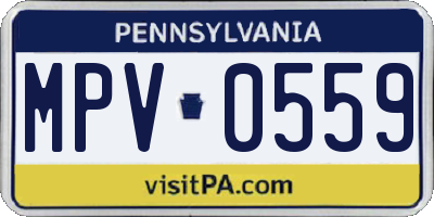 PA license plate MPV0559
