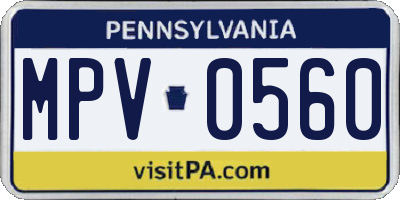 PA license plate MPV0560