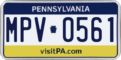 PA license plate MPV0561