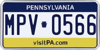 PA license plate MPV0566