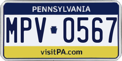 PA license plate MPV0567