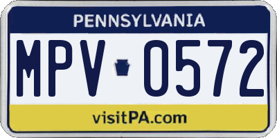 PA license plate MPV0572