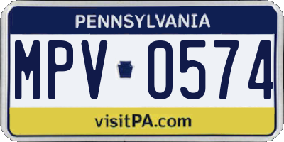 PA license plate MPV0574
