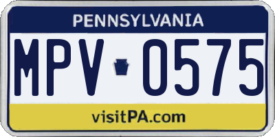 PA license plate MPV0575