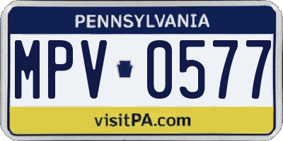 PA license plate MPV0577
