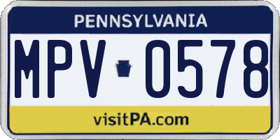PA license plate MPV0578