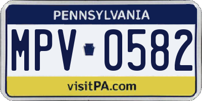 PA license plate MPV0582