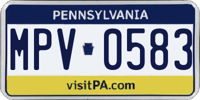 PA license plate MPV0583