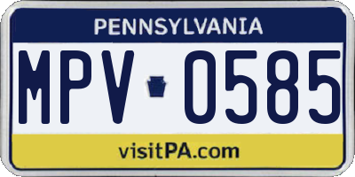 PA license plate MPV0585
