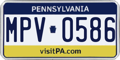 PA license plate MPV0586