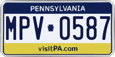 PA license plate MPV0587