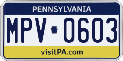PA license plate MPV0603