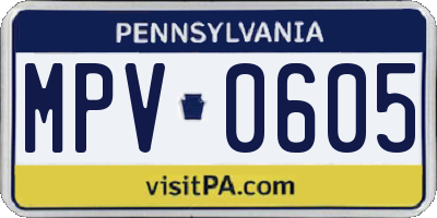 PA license plate MPV0605