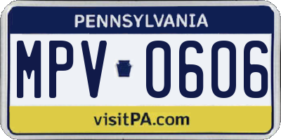 PA license plate MPV0606