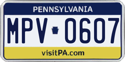 PA license plate MPV0607