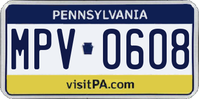 PA license plate MPV0608