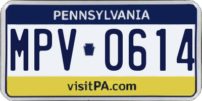 PA license plate MPV0614