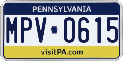 PA license plate MPV0615