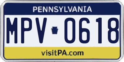 PA license plate MPV0618