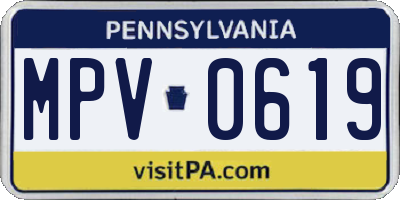 PA license plate MPV0619