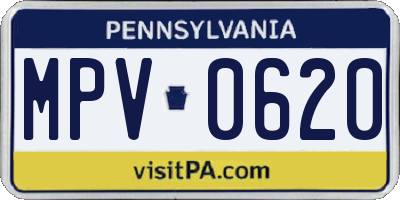 PA license plate MPV0620