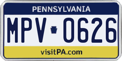 PA license plate MPV0626