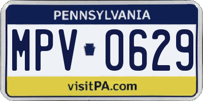 PA license plate MPV0629