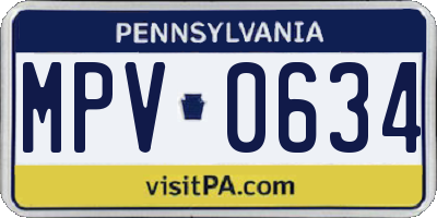 PA license plate MPV0634