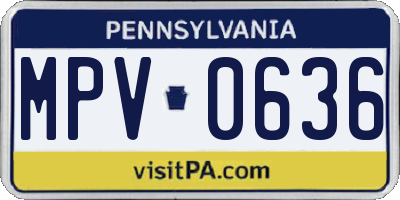 PA license plate MPV0636