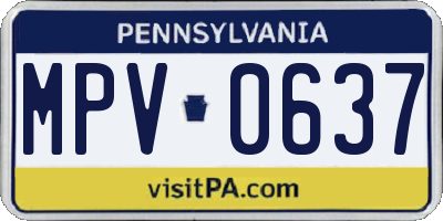 PA license plate MPV0637