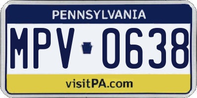PA license plate MPV0638