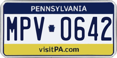 PA license plate MPV0642