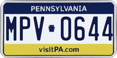PA license plate MPV0644