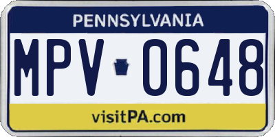 PA license plate MPV0648