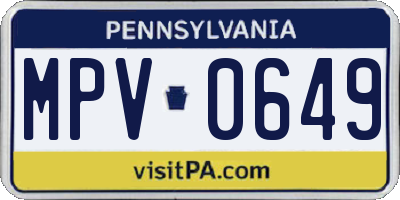 PA license plate MPV0649