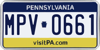 PA license plate MPV0661