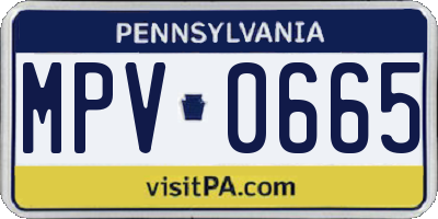 PA license plate MPV0665