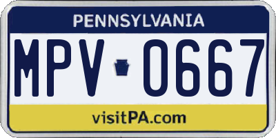 PA license plate MPV0667