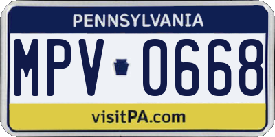 PA license plate MPV0668
