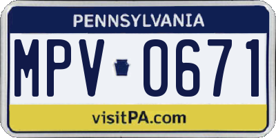 PA license plate MPV0671