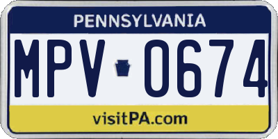PA license plate MPV0674