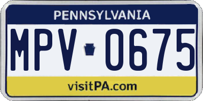 PA license plate MPV0675