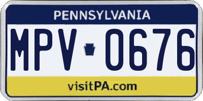 PA license plate MPV0676