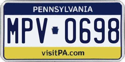 PA license plate MPV0698