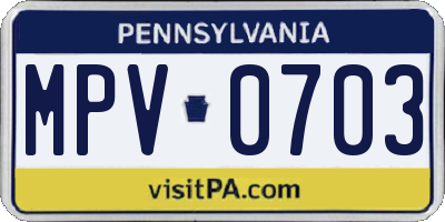 PA license plate MPV0703