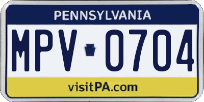 PA license plate MPV0704
